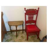 Decorative Red Chair and Small Wooden Table