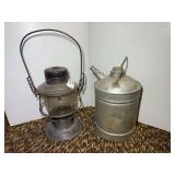 Santa Fe Railroad Lantern and Metal Oil Can