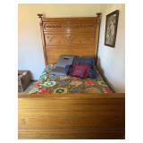 Ornate Wooden Bed Frame with Mattress