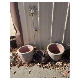 Lot of Assorted Garden Decor - Flower Pots and Metal Art