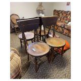 Set of Four Wooden Chairs with Round Seats