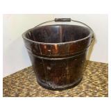 Wooden Bucket with Metal Handle