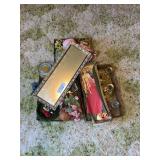 Assorted Home Decor: Candlesticks, Floral Arrangements, Tray, and More