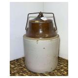 Stoneware Crock with Lid and Wire Bail Handle