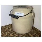 Stoneware Crock with Lid and Wire Bail Handle