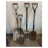 Lot of 3 Shovels and Pitchfork