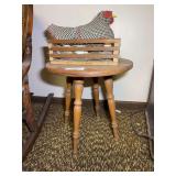 Round Wood Table with Farmhouse Chicken Decor