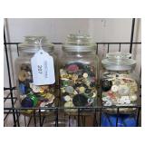 Glass Jars Filled with Assorted Buttons