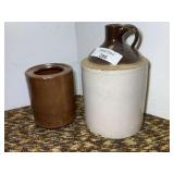 Two Stoneware Jugs - Western Stoneware and Cylinder Style Crock