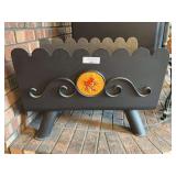 Metal Firewood Holder with Floral Medallion