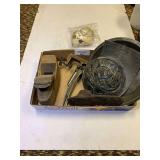 Box Lot with Plaque, Hand Plane, Squirrel Nut Cracker, and More
