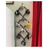 Mug rack with assorted mugs