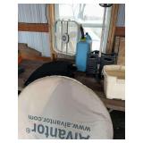 Box fan, floor mats, bucket carrying box