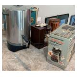 Vintage coffee pots, percolator and cans
