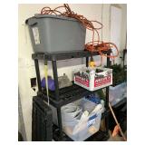 Plastic shelving unit and contents