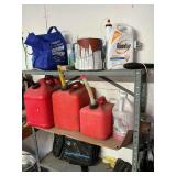 Metal shelving unit with contents