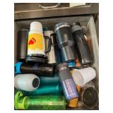 Miscellaneous travel, water, and coffee mugs