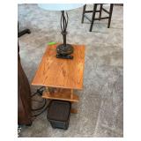 Oak Side table & Lamp