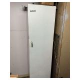 Small teal metal cabinet 66” tall with contents