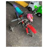 Gas powered kids bike with training wheels - runs