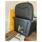 Totes with water jug, and baseball bat