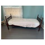 Spool Turned Wood Single Bed Frame w/incline(believed to be patient bed)