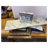 Collection of Assorted Picture Frames, Photo Albums, and Memo Board