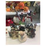 Collection of Seasonal Snowman and Reindeer Figurines