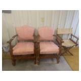 Three Chairs Including Two Upholstered Armchairs and One Folding Chair