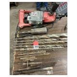 Milwaukee 1-1/2 inch hammer drill with full set of bits + 1 - 2 inch core bit