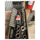 Several sets of impact sockets with 2 sets of deep and tray