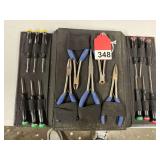 Rare Mini tool set in leather case - new but a little rust on some tools, case faded, Vintage Craftsman