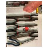 6 new Gear Wrench long needle nose pliers, hinged centers