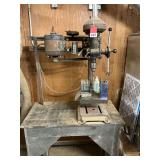 Craftsman 1950 made 1/2 inch bench drill press with floor stand, drill bits, cutting oil
