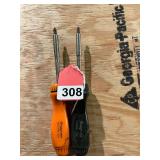2 ratcheting SNAP ON screwdrivers with bits in handle, purchased 1990, rare find
