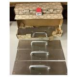 Baldwin Model 7 Polished stainless steel door pulls, 5 total, 4 inches wide and 16 inches long