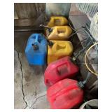 6 Miscellaneous gas cans with diesel and kerosene