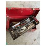 Ace toolbox with assorted items and two mineral tubs