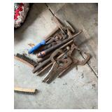 Wire brushes, clamps, and assorted hand tools