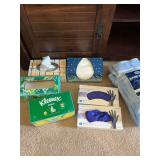 Latex gloves, Kleenexes and hand towels