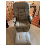 Tan glider with gliding ottoman