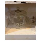 Miscellaneous glassware, cake, server, pitcher, and serving platter