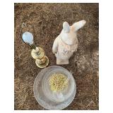 16” Punch bowls, table lamp, and 26” rabbit statue