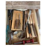 Kitchen knives, knife sharpener, and thermometer