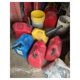 Miscellaneous gas cans with kerosene and diesel