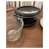Hamilton Beach crockpot, ice, bucket, and glass platter