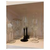 Miscellaneous stemware and pink depression glass