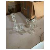 Box of clear glass candleholders