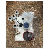Large sheet pan, candelabra, cooling rack, glass dishes, and more
