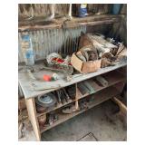Wooden shelf with miscellaneous tools
